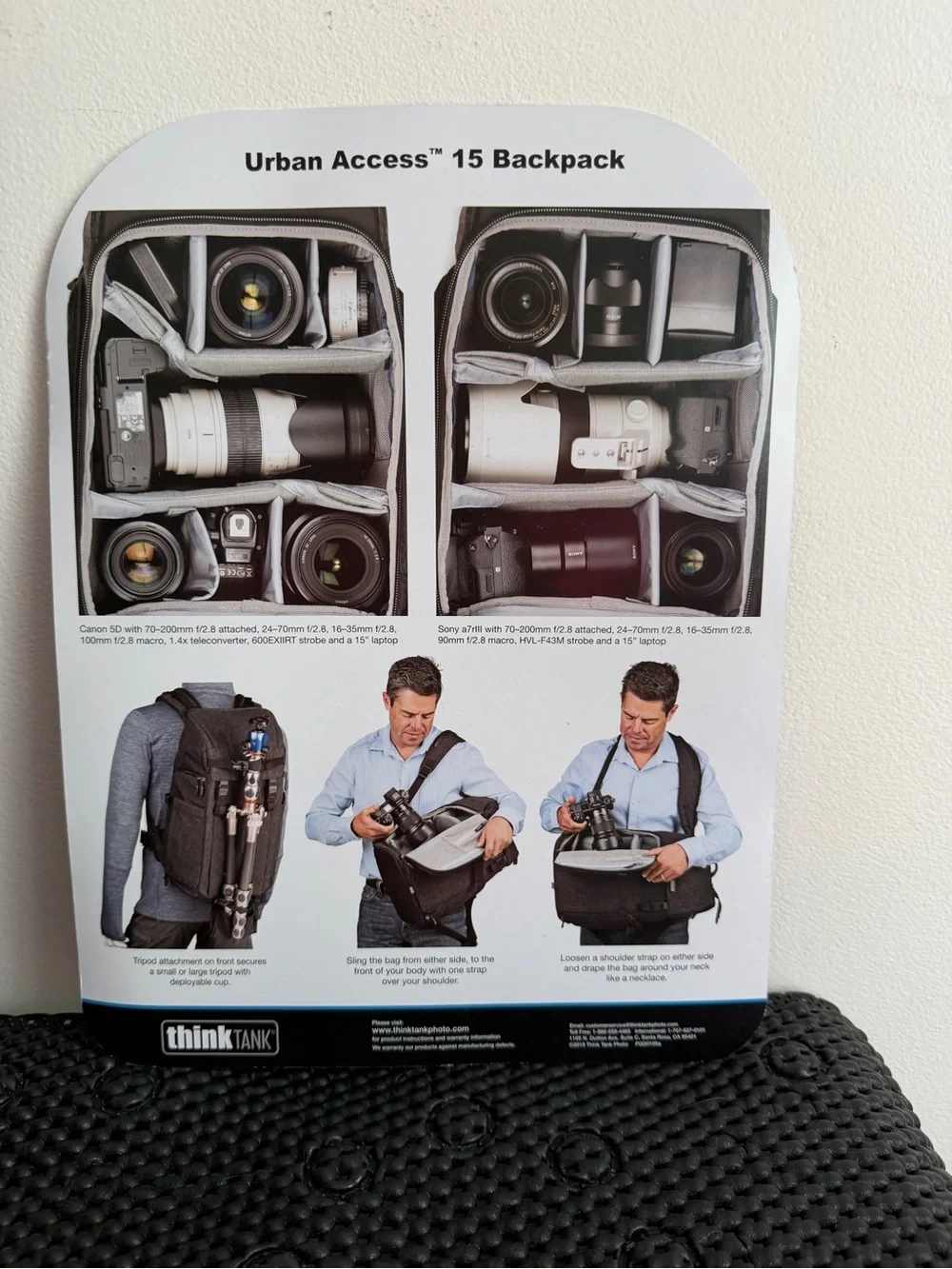 ThinkTank Black Tactical Camera Backpack for Men‎
